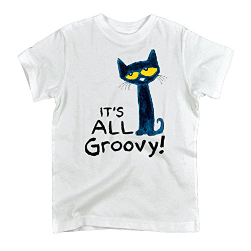 Pete the Cat - It's All Groovy - Youth Short Sleeve Graphic T-Shirt - Size Large White