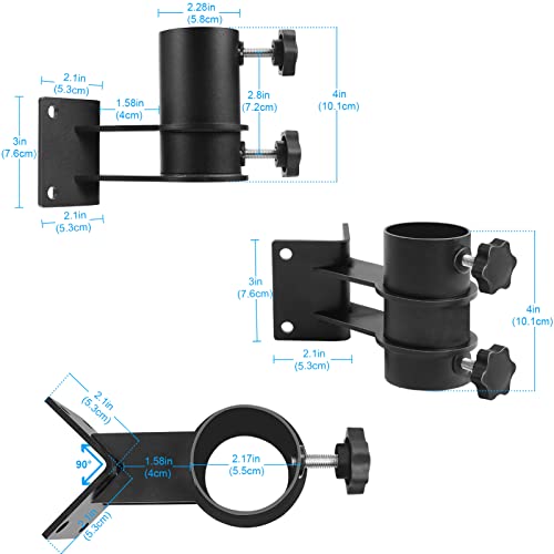 Patio Umbrella Holder, 2 Pcs Adjustable Outdoor Deck Umbrella Corner Mount,2.2'' Diameter In Heavy-Duty Umbrella Clip,Umbrella Base,Umbrella Clamp Mount For Wood Railing, Bracket Backyard Or Garden #TOP7