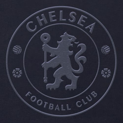 Icon Sports Officially Licensed Chelsea FC Cotton Terry Crewneck Pullover Sweater – Monochromatic Navy Blue Soccer Apparel, Large