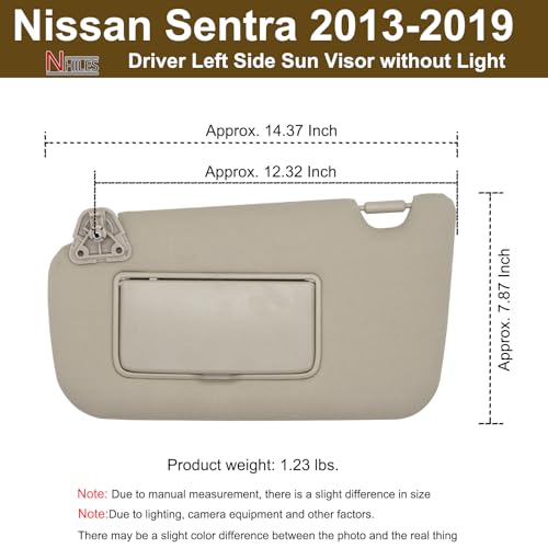 NHILES Driver & Passenger Side Sun Visor Replacement Fits for Nissan Sentra 2013-2019 Sunshade Without Light 96401-4AT7A 96400-4AT7A Color: Beige by NHILES - Image 3