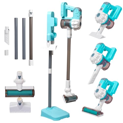 Kidzlane Toy Vacuum Cleaner for Toddlers – Real Working Kids Vacuum with Suction, Cordless Pretend Play Dyson-Style Vacuum Toy, Rechargeable, Multiple Cleaning Modes, Learning & Role-Play Fun