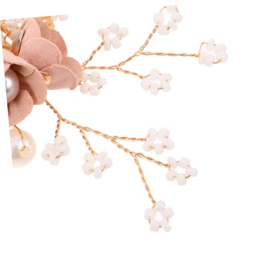 EPIGEIST 5個ピンク花とリーフのブライダルフローラルヘアアクセサリー点 手作りパール装飾結婚式用ヘアコーム 女性と少女向けウェディング