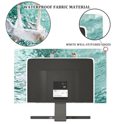 Image of Swan Waterproof Screen TV Cover 50,51,52 Inch Swans in The Water Weatherproof Dust-Proof Anti-Scratch Anti-Static Television Covers for LCD LED PC Desktop and Home Hanging TV Decorations