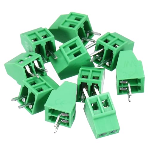 sourcing map 10PCS 2-Pin PCB Mount Screw Terminal Block Connectors 2.54mm/0.1inch Pitch Circuit Board Connectors for Home Appliances, Industrial Projects