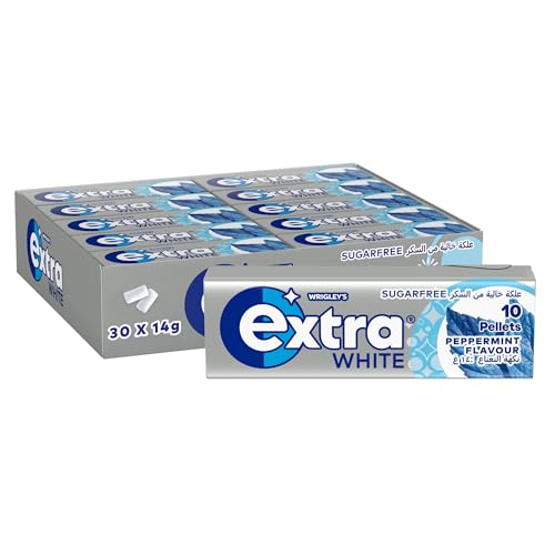 Extra Gum White Peppermint, Sugar Free Chewing Gum Pack of 30x10 Pellets, Get Fresh on the Go, and Ready for Every Opportunity