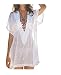 Women's Sexy Translucent Deep V Neck Swimsuit Cover Up/Beachwear Dress,White