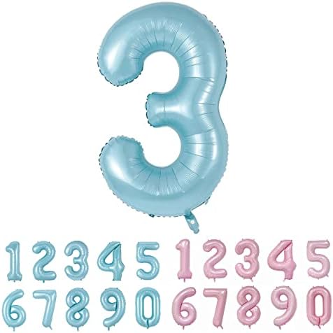 ASMFUOY 40 Inches Number Foil Balloon Jumbo Digital Helium Balloons for Boy Girl Kids Birthday Party Wedding Ceremony Decorations(1, Silver)