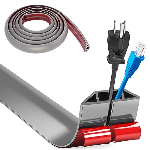 Pasacables Suelo, Canaleta Cables Suelo, 2m x 4cm Protector de Cables para Suelo, Cubiertas de Suelo para Cables Autoadhesiva Montaje para Todos los Hogar, Oficina, Escuela, Almacén (Gris)