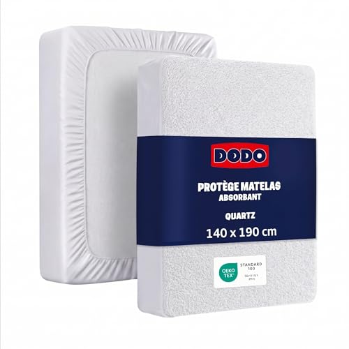 DODO - Protège-Matelas Absorbant Molleton Coton 140x190 cm - pour Lit 2 Personnes - Drap Housse, Anti-Rétrécissement - Double Face en 100% Coton - Lavable...