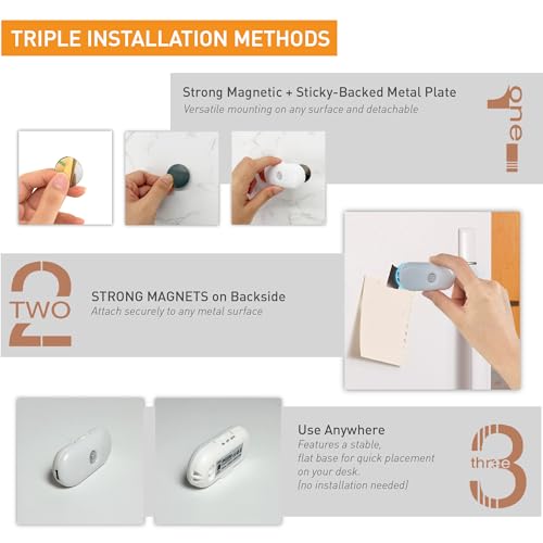 LIBERATECH Rechargeable Motion Sensor Night Light, 2-Color White & Warm Toilet Light with Auto/On Mode, Magnetic & Adhesive Installation for Bathroom, Bedroom, Hallway (2 Pack) - image 5
