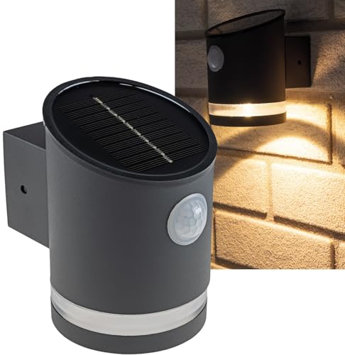 ChiliTec LED Solar Wandleuchte SWL 119-A Solarleuchte mit PIR Bewegungsmelder Aussenleuchte mit Solarzelle IP44 anthrazit