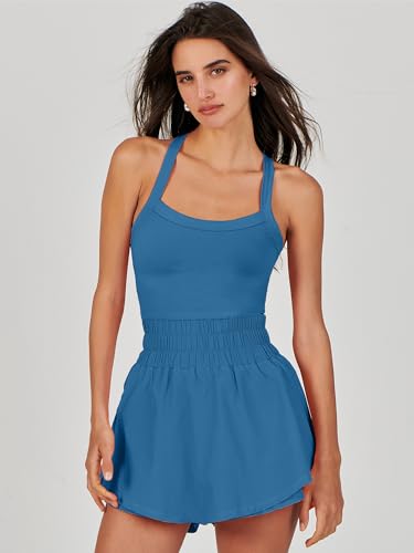 Image of ANRABESS Womens Mini Tennis Dresses Skort Summer Sleeveless One Piece Workout Romper Dress with Shorts Athletic 2026 Outfit
