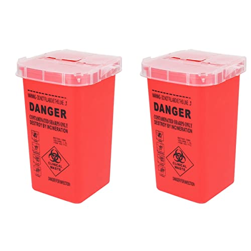 Healvian 2Pcs Sharps Box Aiguilles Sharps Élimination Conteneur Fournitures Et Équipement (Rouge) Cover