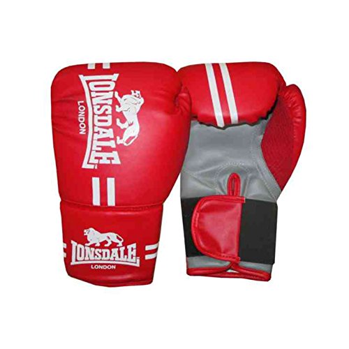 Image of Lonsdale Contender Gloves Boxing Kick MMA Hand Wraps Mitts Fight Training Red L-XL