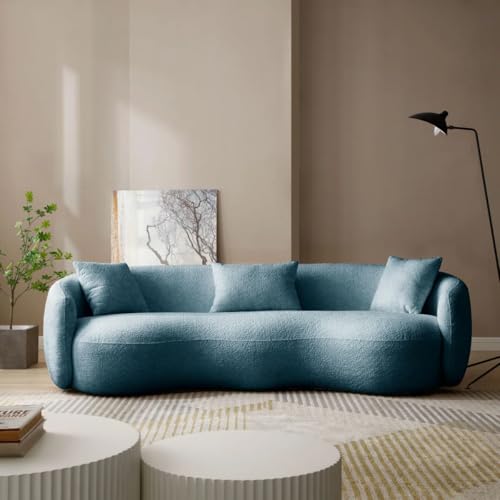 Image of LEGACY OF COMFORT Yazgur 85'' Mid-Century Modern Curved Living Room Sofa, 3-Seat Fabric Couch for Living Room, Office, Apartment (Teal)