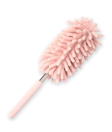 Fochutech Car Duster Handle Chenille Retractable Lint Wax Free Home Washable Dusting Telescoping Pole Exterior Interior Mitt Brush Mini (Pink) #TOP28