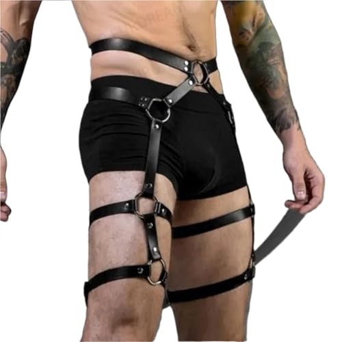 Sexy Men's Body Leg Harness Belts Pu Leather Adjustable Punk Style Belt For Cosplay Male Bondage Gay Party Fetish Costume2