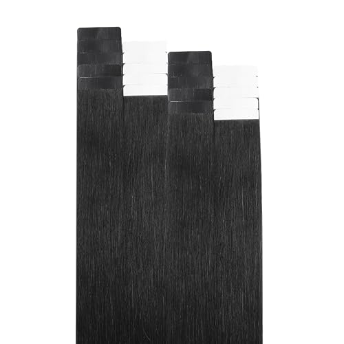 Image of Tape In Hair Extensions Human Hair 24 Inch #1 Jet Black