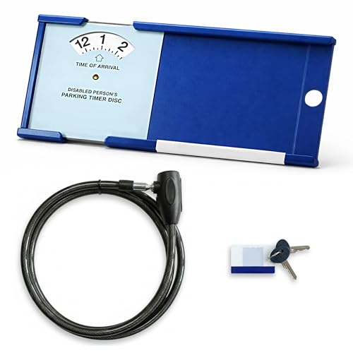 Anti Theft Blue Badge Disabled Holder Lock Security Protector Device for Car with Timer Clock - Suitable for Disability Parking Permit Secure Wallet Guard - Attach via Steering Wheel