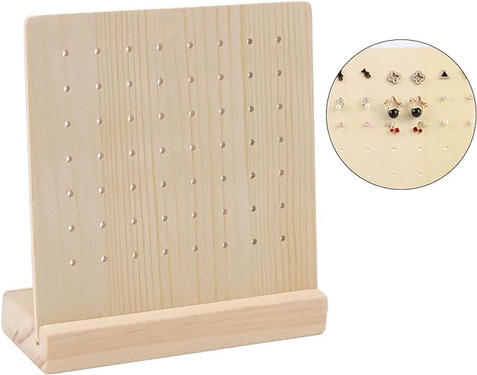 Image of 90 Holes Wooden Earring Stand Jewellery Display Stand