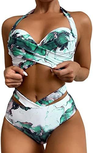 Bathing Suit with Shirt Swimsuit Tops Shorts Bikini Print Two Crop Swimwear Retro Push Ruched Raw Deal Under 5 Dollar Items 3 Dollar Cheap Stuff Under 5 Dollars for Women Clothes for Women Clearance