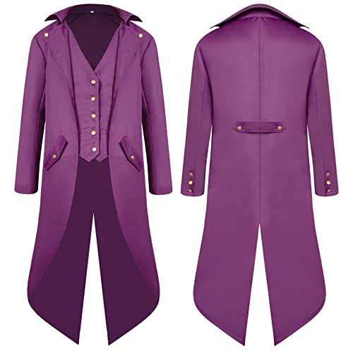 Smoking homme médiéval d-purple en daim et coupe slim pour halloween