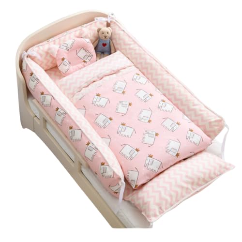 Suzapiw 両面純綿ベビーベッド、調節可能なプレイベッド、ポータブル抗圧力ハイサイド授乳ベッド、ツインスリーパーベビーベッド、新生児、寝具セット、ベビー寝具、ベッドガードレール、折りたたみ式、新生児用添い寝ベッド、ベビーマット(枕を含む、ベッド、キルト