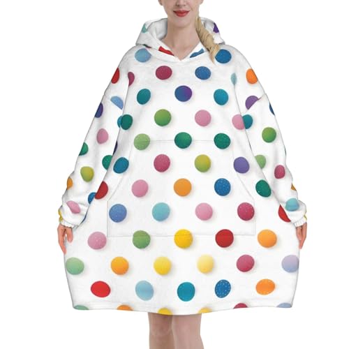 Couverture à capuche surdimensionnée bleue à pois pour adulte