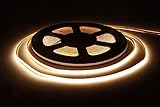 Xnbada 16.4ft COB LED Strip,3mm Width Warm White 3000K,CRI90+ DC12V 4.8W/M High Lumen Super Bright,Flexible High Density Uniform Light,for Bedroom, Kitchen, Closet