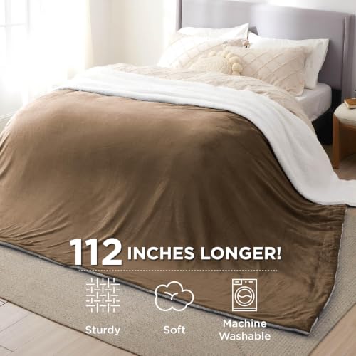 Image of Bedsure GentleSoft Sherpa Fleece Cal King Blankets for Bed, Non-Heated, Thick and Warm Oversized Throw for Women and Men, Soft Fuzzy Plush Large Blanket for Winter, Camel, 112x98 Inches