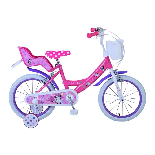albri Bicicletta Bambina Da 16 Pollici Di Disney Minnie Vélo pour Fille Pouces Bébé – garçon, Rose – vue 2