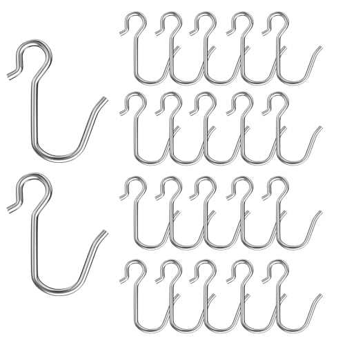 DEFYNEE Crochets à rideaux en forme de S en acier inoxydable | 22 pièces | Pour fenêtres, portes et tringles à rideaux