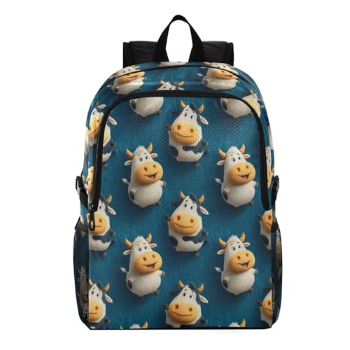AIXIWAWA Lightweight Hiking Backpacks Cute Cattle Print, Foldable Waterproof Daypack for Commute Travel