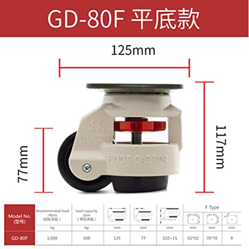 Roulettes de réglage de niveau GD-100F charge 500KG pour support plat industriel - 7
