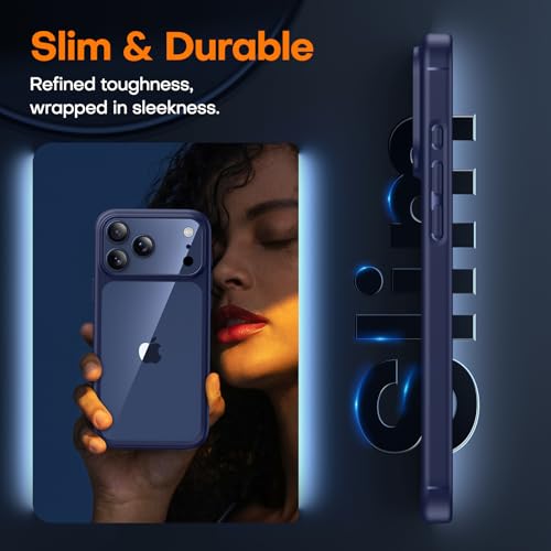 Image of TAURI for iPhone 17 Pro Case, with Screen Protector, Blue | Full Camera Protection, Anti-Yellowing Military-Grade Protection Shockproof Slim Phone Case for iPhone 17 Pro