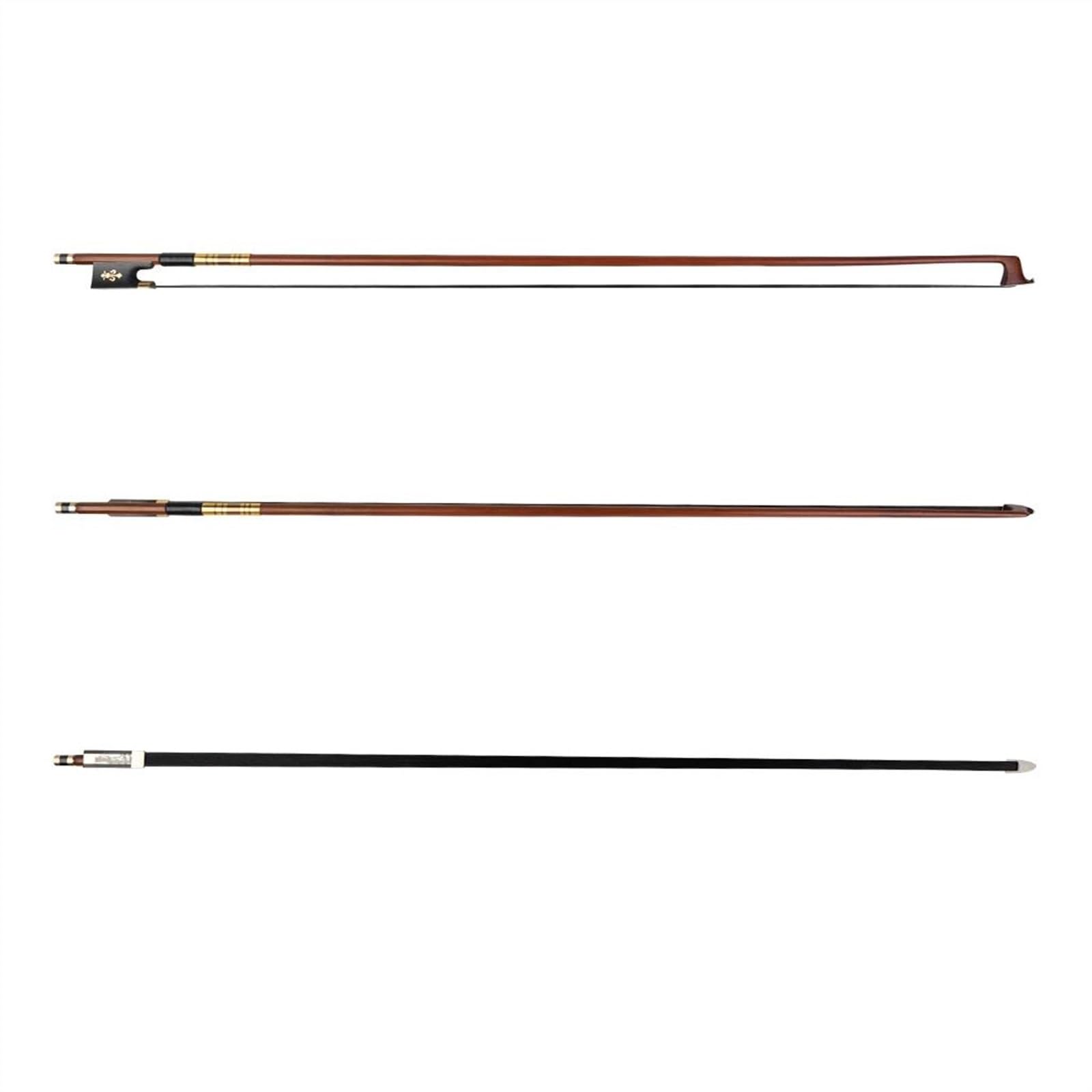 TSTS Geigenbogen voller Größe 4/4 Brasilholz-Geigenbogen, Schwarzes Rosshaar, Ebenholz, Fleur-de-Lis, Gut Ausbalanciert Für Anfänger Und Schüler