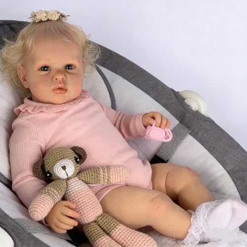 Muñeca Reborn Bebé Realista 24 Pulgadas Pelo Rubio miniatura 2