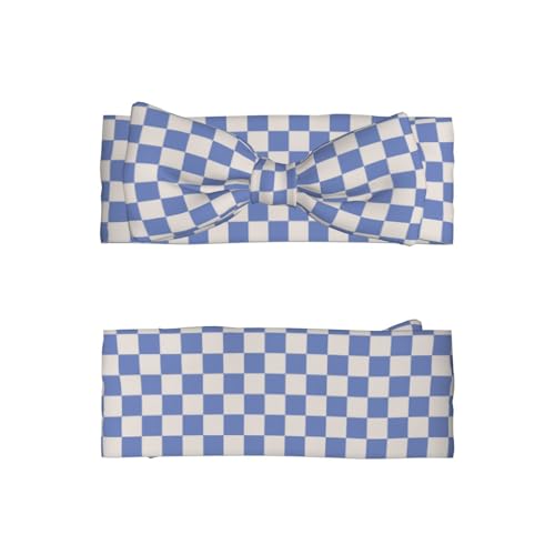 Blue White Square Plaid Print Baby Girl Bows Headbands Baby Girls Newborn Headbands Infant Toddlers 0-6 Months2