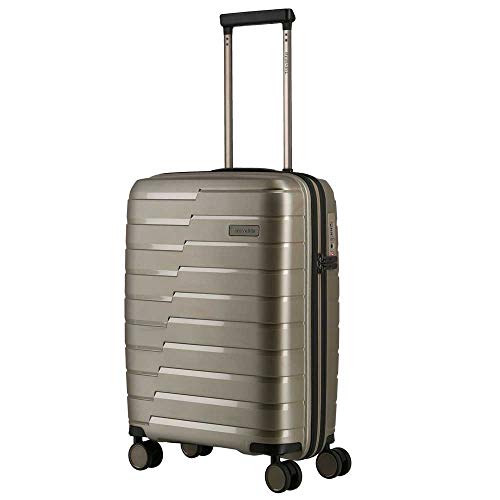 Travelite 4-Rad Handgepäck Koffer mit TSA Schloss erfüllt IATA-Bordgepäckmaß, Gepäck Serie AIR Base: Funktionaler Hartschalen Trolley im coolen Look, 075347-40, 55 cm, 37 Liter, Champagner (beige)