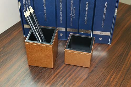 Porta lápis e clips - Couro (Couro Caramelo)