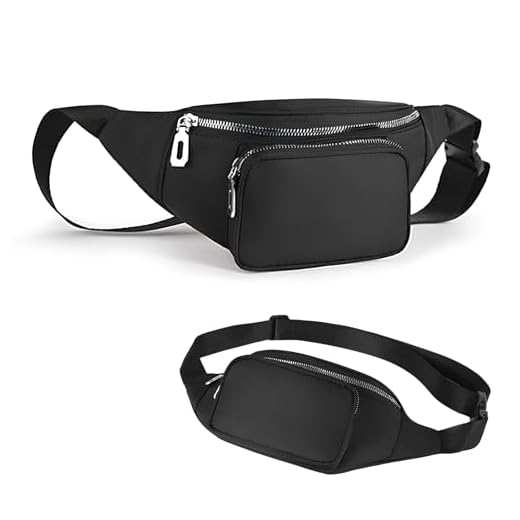 Amexo Sac Banane, Sac à La Taille de Sport Étanche, Sac de Ceinture avec Trois Poches Zippées, Sac Ceinture Réglable pour Cyclisme Gym Balade Escalade Voyage Randonnée Vacances (Noir)