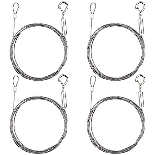 DXLing 4 Piezas Cuerda Alambre de Acero Inoxidable 1,5 mm x 2 m Cable para Colgar Foto Ajustable Cuerda de Alta Resistencia con Revestimiento de Plástico para Ropas Luces Foto Cuadros Máx Soporte 30Kg