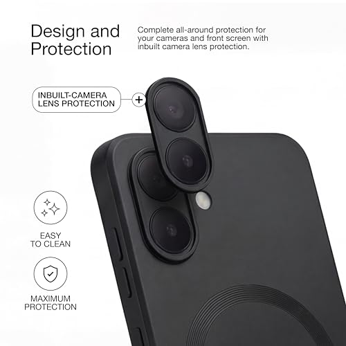 Image of amazon basics Premium Mag-Safe Case for Samsung Galaxy M07 5G | Shockproof & Anti-Scratch Cover | Soft Silicone with Wireless Charging | Camera Lens Guard - Black