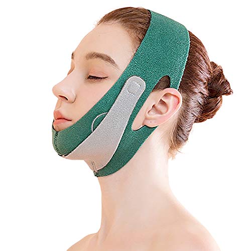 ecoeco Reusable Face Slimming Strapï¼ŒDouble Chin Reducer V line face lifting Pain-Free Face Lifting Belt for Women Men Eliminates Sagging Skin Lifting Firming Anti Aging (Green)