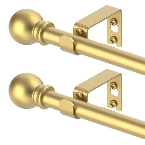 Image of GXOACKJ 2 Pack Gold Curtain Rods for windows 32 to 62 inch, 5/8 inch Splicing Heavy Duty Metal Curtain Rod Set with Brackets