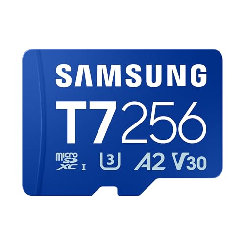Samsung microSDXC T7 256GB, Transfer Speeds Up to 170 MB/s, Made for Casual Gamers, Amateur Creators, & Everyday Users (MB-MB256T/AM)