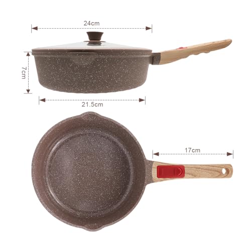 AIKENBBKK AIKENBBKK keramik pfanne 24 cm mit deckel, Antihaft Keramikbeschichtung Bratpfanne 24 cm mit Abnehmbarer Griff, Geeignet für alle Herdarten, Backofenfest (Braun) - Designansicht 6 | Pfannen