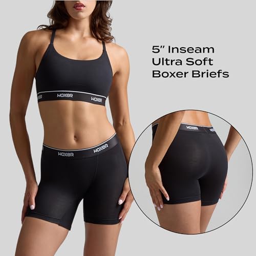 Image of Woxer Boxer Shorts for Women - 5 inch Baller Boy Shorts Underwear, Soft Modal, Chafe Free - Breathable & Moisture-Wicking