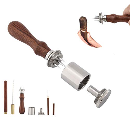 Cigar Punch Enhancer Tool & Nubber, Sangle Sopffy Cigar Draw with Wooden Handle | Cigar Poker for Piercing, Make Your Every Shot More Enjorable