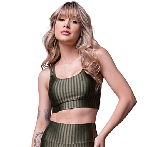 Top Fitness Bella Fiore New Zig Com Bojo Removível Academia Malhar Cor:Verde;Tamanho:M;Gênero:Femini